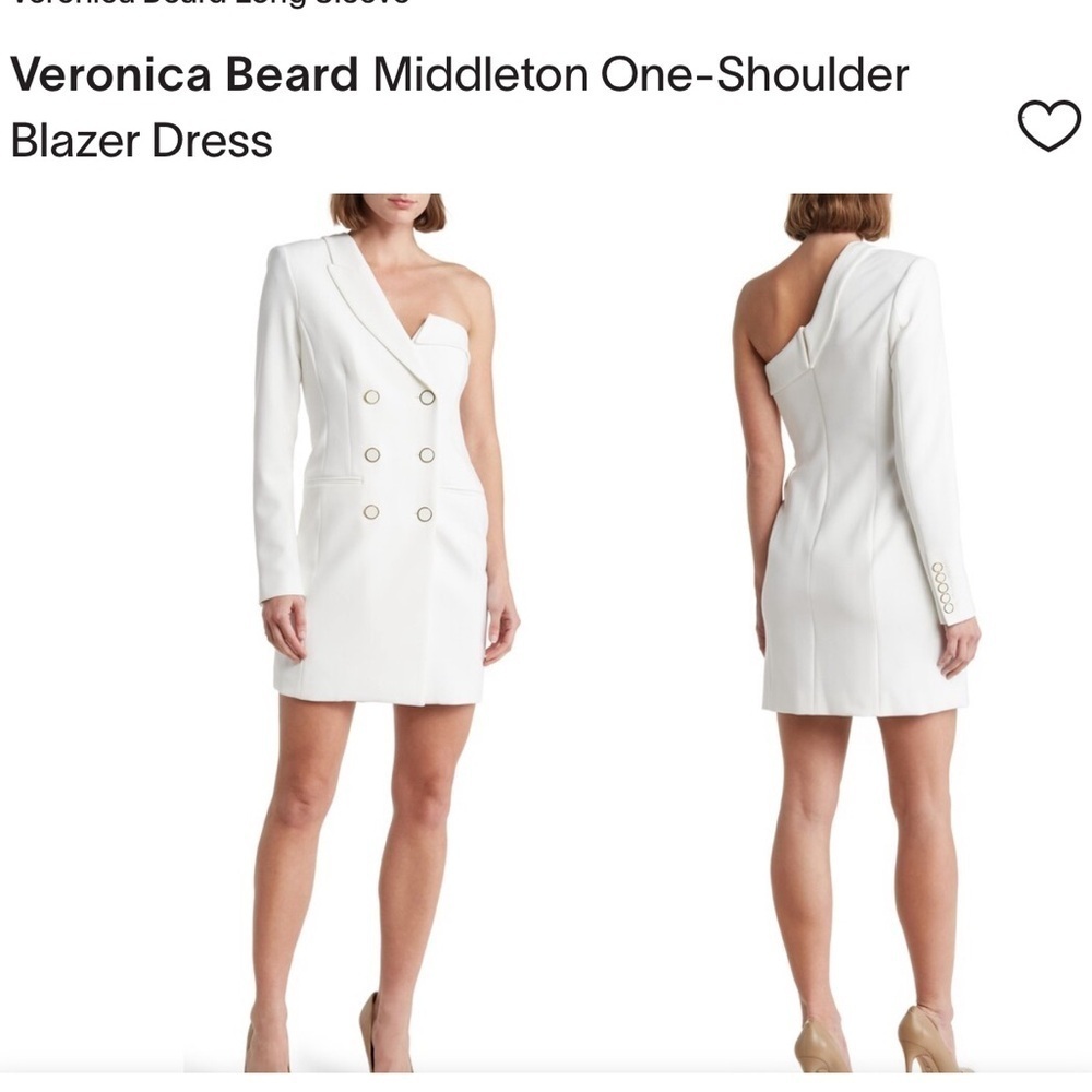 NWT! Veronica Beard Middleton One Shoulder White Blazer Mini Dress Size 2 $750